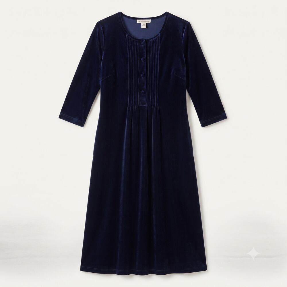 Serengeti Womens L Dark Academia Vintage Romantic Pleated Button-Front Tea Dress